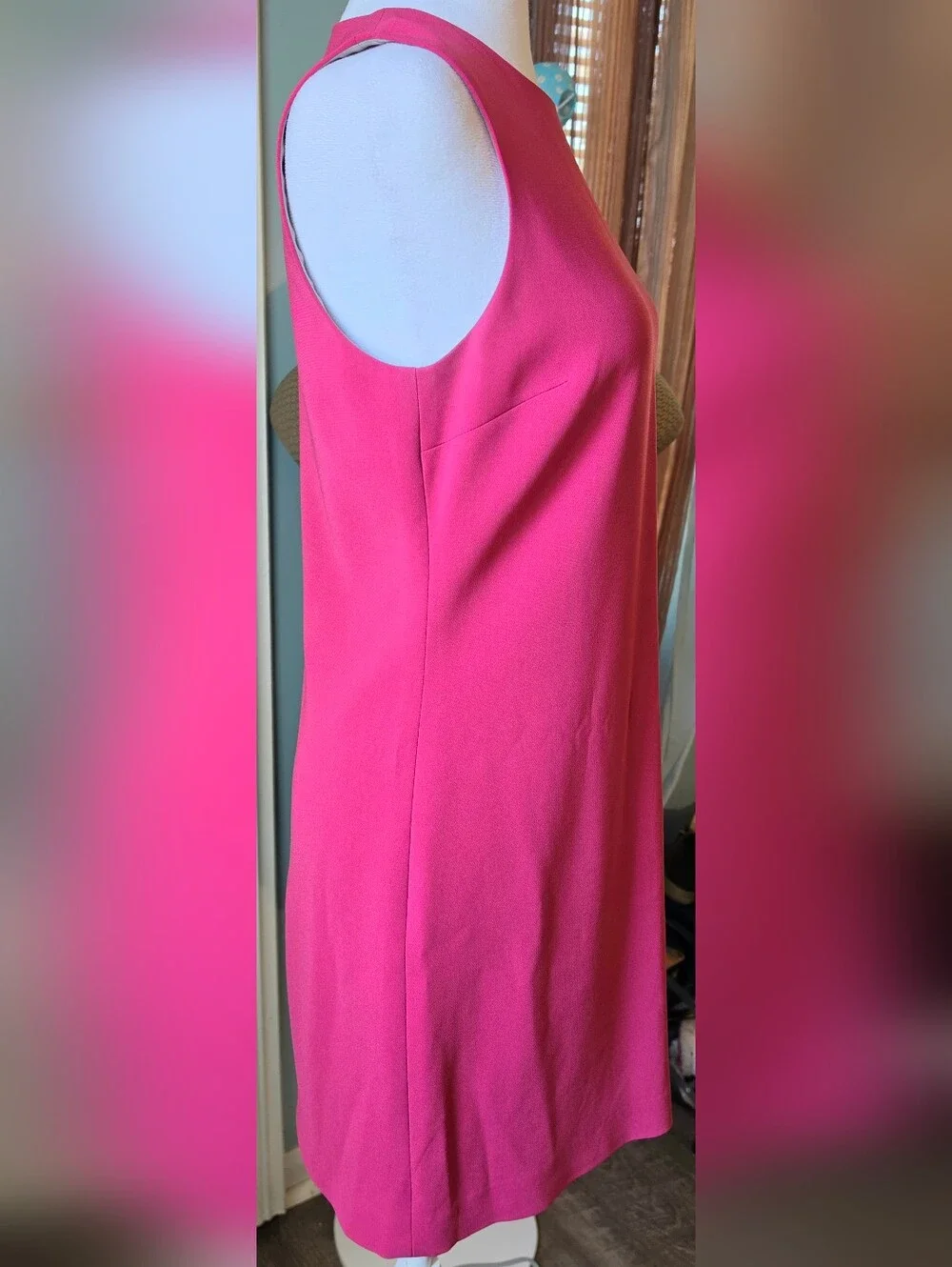 Theory Admiral Crepe Mini Shift Dress Women's 2 Geranium Pink Sleeveless Classic - Picture 5 of 11